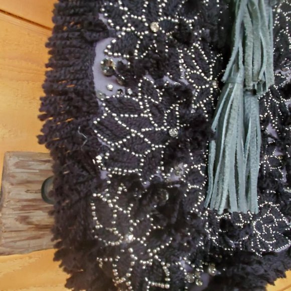 IbBan Tote XL Hand Made Sassy Leather /Cotton Fringe/Bead/ Dual Handle - Picture 3 of 10